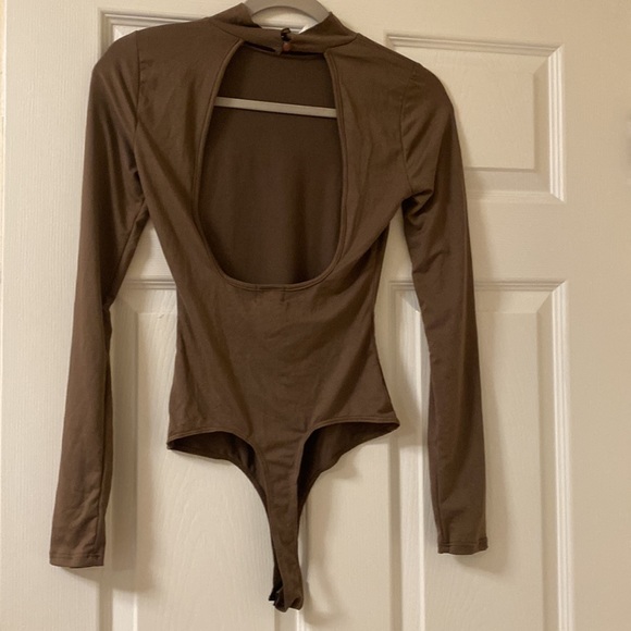 Brown Open Back Turtleneck Body Suit - Picture 2 of 5